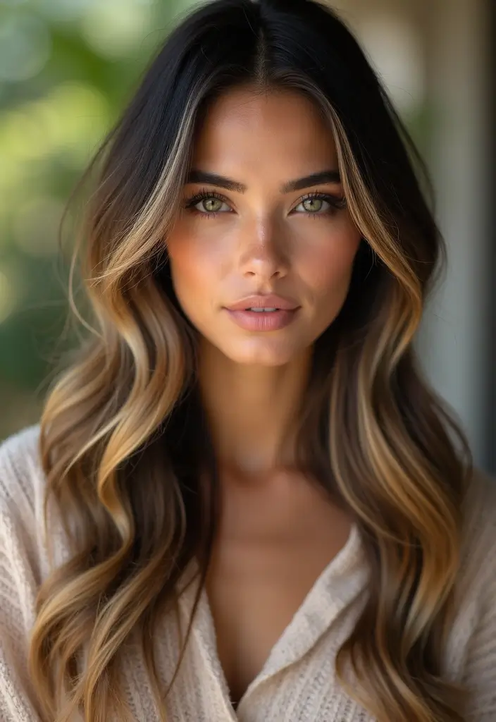 25 Black Hair with Highlights Ideas That Add Subtle Dimension 25 25 Black Hair with Highlights Ideas That Add Subtle Dimension - 21. Classic Blonde Highlights