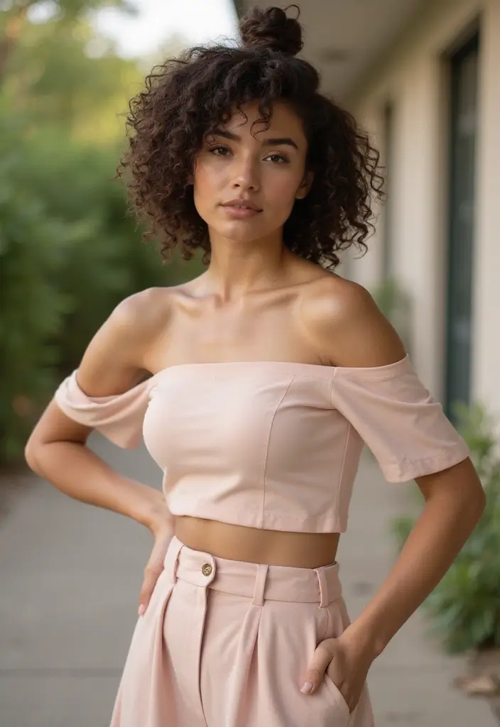25 Flattering Hairstyles for Your Body Type That Truly Fit You 16 25 Flattering Hairstyles for Your Body Type That Truly Fit You - 14. Curly Top Knot for Square Shapes