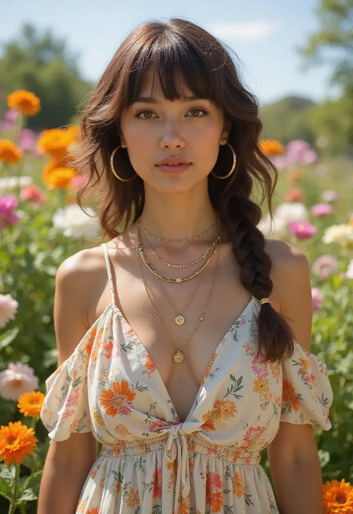 25 Gorgeous Fringe Hairstyles To Instantly Refresh Your Look - 16. Curly Fringe with a Fishtail Braid