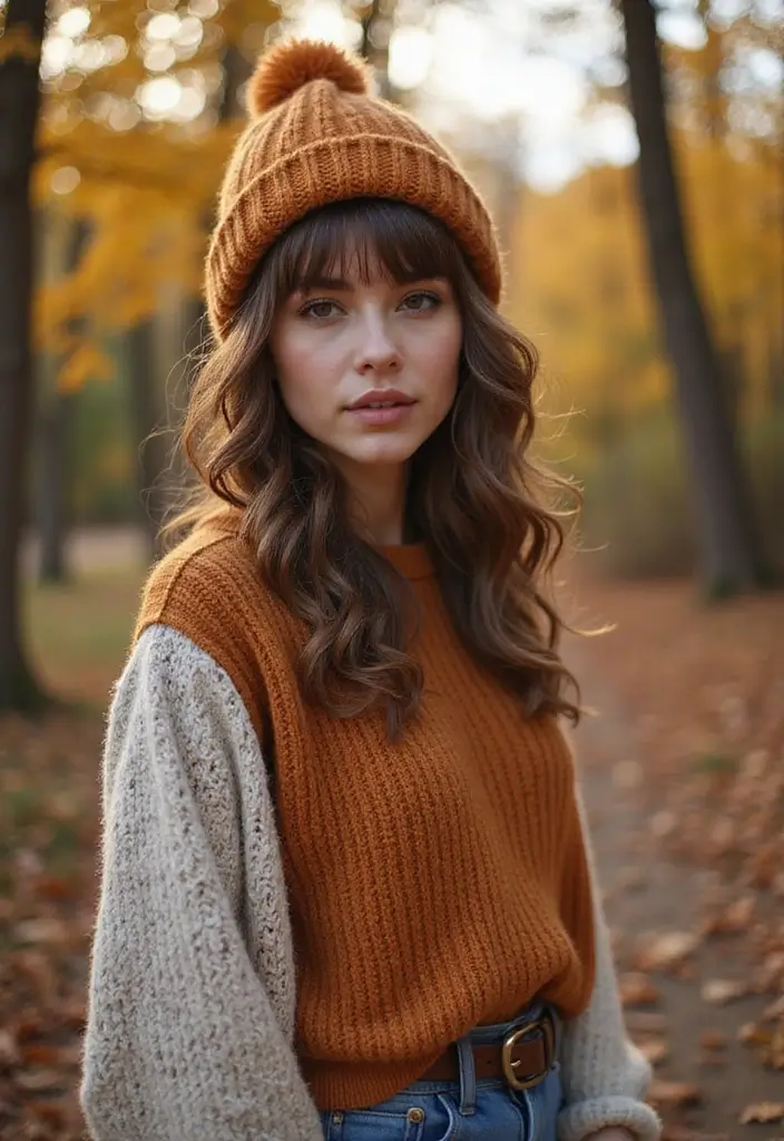 25 Gorgeous Fringe Hairstyles To Instantly Refresh Your Look - 18. Curly Fringe with a Beanie