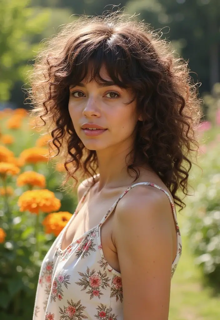 25 Gorgeous Fringe Hairstyles To Instantly Refresh Your Look - 3. Curly Curtain Bangs