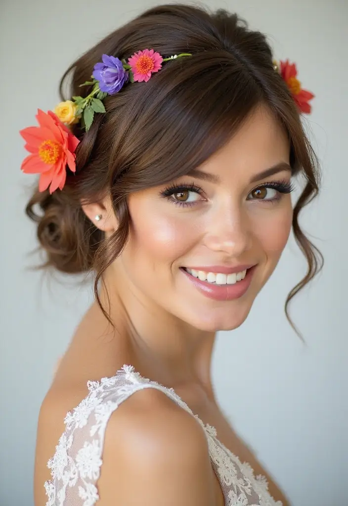25 Short Wedding Hairstyles That Will Make You Say WOW 15 25 Short Wedding Hairstyles That Will Make You Say WOW - 13. Colorful Accent Styles