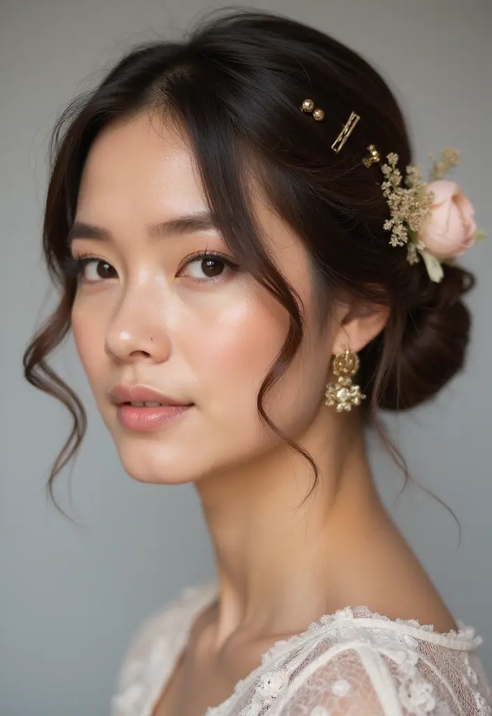 25 Short Wedding Hairstyles That Will Make You Say WOW 17 25 Short Wedding Hairstyles That Will Make You Say WOW - 15. Chic Tucked Bun