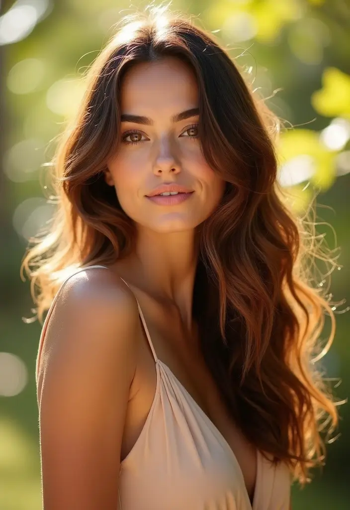 26 Glamorous Dark Brown Hair With Highlights You Can’t Resist 1 26 Glamorous Dark Brown Hair With Highlights You Can’t Resist - 1. Sun-Kissed Balayage Delight