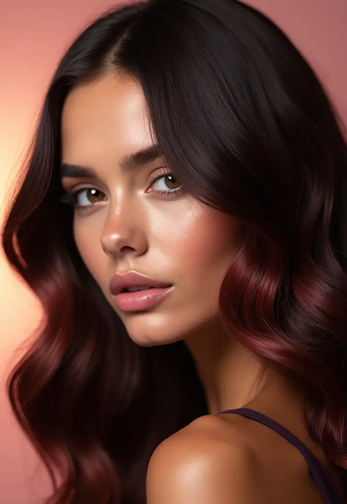 26 Glamorous Dark Brown Hair With Highlights You Can’t Resist 19 26 Glamorous Dark Brown Hair With Highlights You Can’t Resist - 17. Spicy Burgundy Highlights