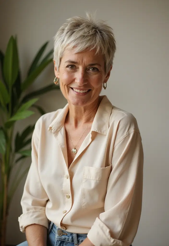 26 Short Hairstyles for Fine Hair Over 60 That Add Volume and Style 14 26 Short Hairstyles for Fine Hair Over 60 That Add Volume and Style - 12. Shaggy Pixie