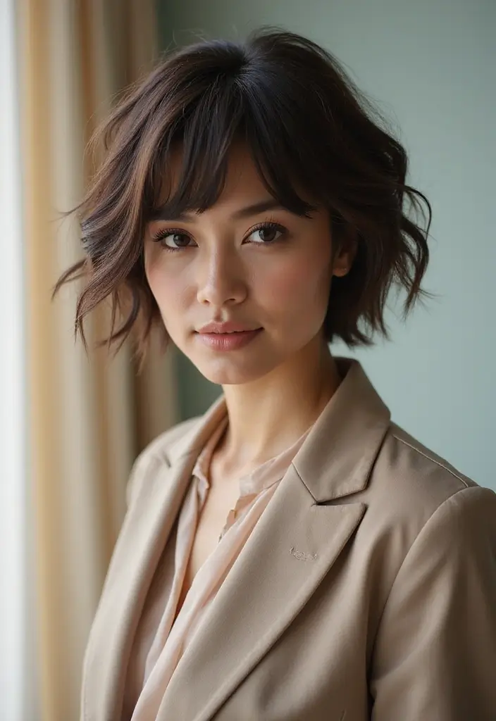 26 Short Hairstyles for Fine Hair Over 60 That Add Volume and Style 27 26 Short Hairstyles for Fine Hair Over 60 That Add Volume and Style - 23. Voluminous Short Cut with Bangs