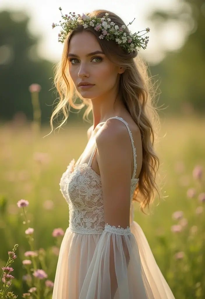 27 Half Up Half Down Wedding Hairstyles: Elegant Ideas for Brides 11 27 Half Up Half Down Wedding Hairstyles: Elegant Ideas for Brides - 11. Boho Chic Braid with Loose Hair
