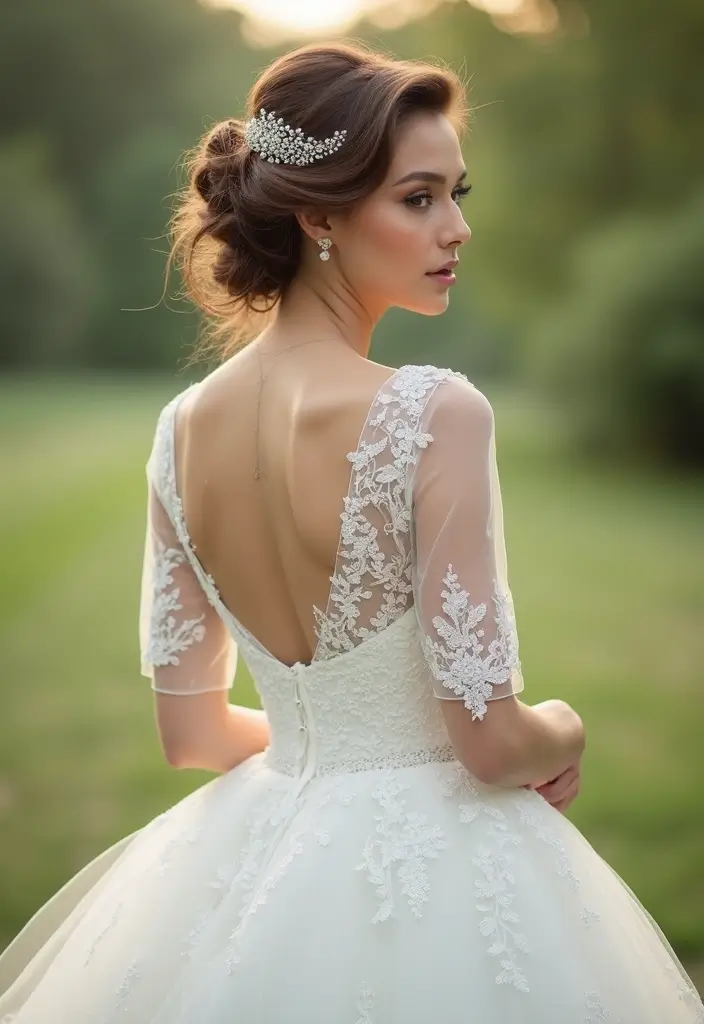 27 Half Up Half Down Wedding Hairstyles: Elegant Ideas for Brides 16 27 Half Up Half Down Wedding Hairstyles: Elegant Ideas for Brides - 14. Curled Half Updo with Beaded Accents