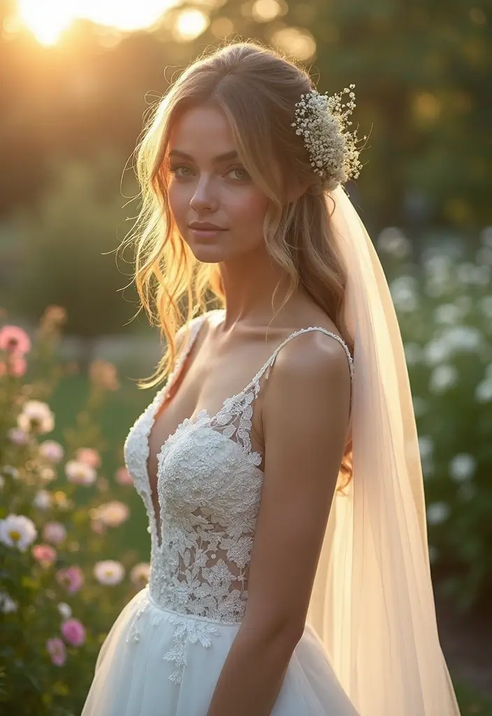 27 Half Up Half Down Wedding Hairstyles: Elegant Ideas for Brides 18 27 Half Up Half Down Wedding Hairstyles: Elegant Ideas for Brides - 16. Classic Half Up with Veil