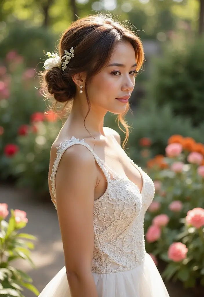 27 Half Up Half Down Wedding Hairstyles: Elegant Ideas for Brides 19 27 Half Up Half Down Wedding Hairstyles: Elegant Ideas for Brides - 17. Half Up with Textured Buns