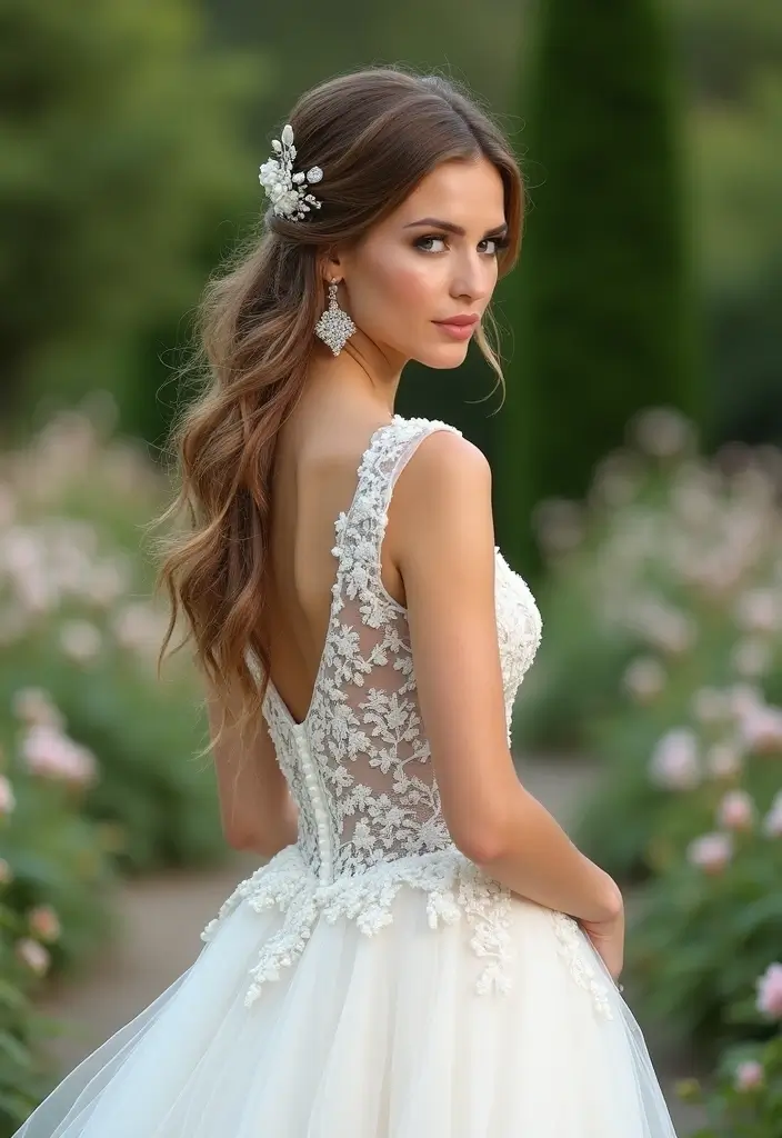 27 Half Up Half Down Wedding Hairstyles: Elegant Ideas for Brides 20 27 Half Up Half Down Wedding Hairstyles: Elegant Ideas for Brides - 18. Sleek Half Up Ponytail