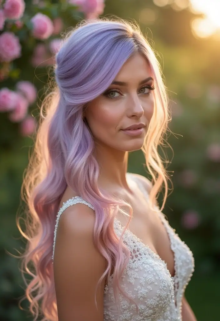 27 Half Up Half Down Wedding Hairstyles: Elegant Ideas for Brides 7 27 Half Up Half Down Wedding Hairstyles: Elegant Ideas for Brides - 7. Two-Tone Half Up Half Down