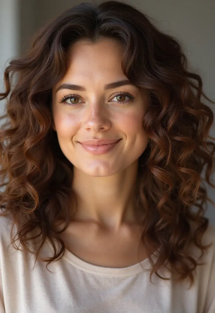 27 Medium Length Brown Hairstyles That Always Look Polished 10 27 Medium Length Brown Hairstyles That Always Look Polished - 10. Natural Curls
