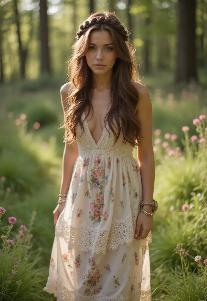 27 Medium Length Brown Hairstyles That Always Look Polished 26 27 Medium Length Brown Hairstyles That Always Look Polished - 22. Bohemian Crown Braid
