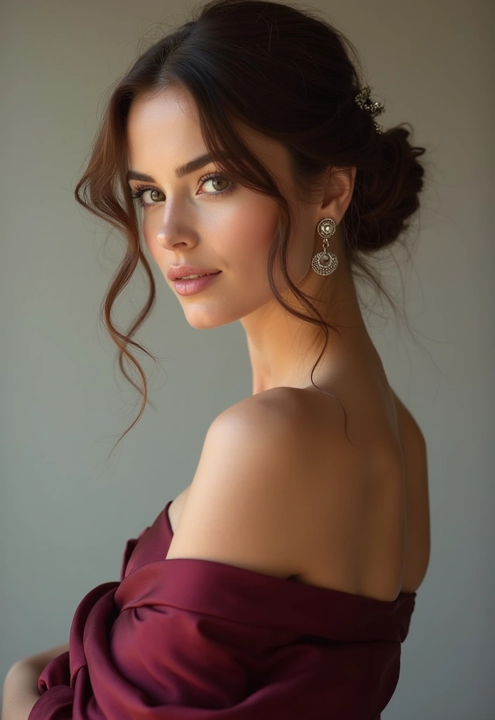 27 Medium Length Brown Hairstyles That Always Look Polished 28 27 Medium Length Brown Hairstyles That Always Look Polished - 24. Elegant Side Bun