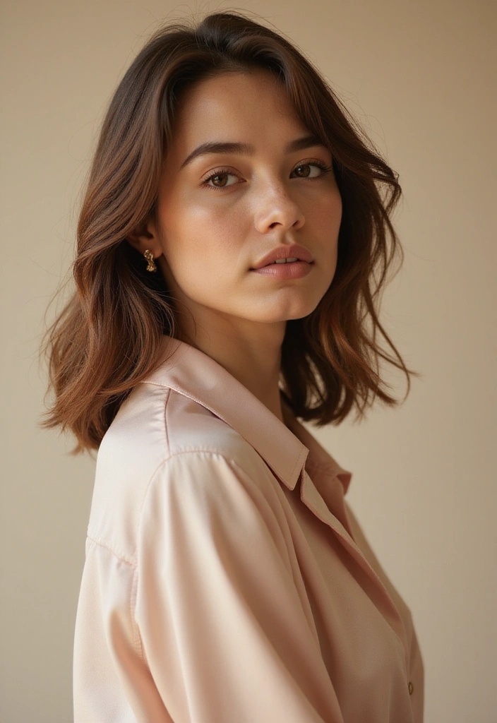27 Medium Length Brown Hairstyles That Always Look Polished 4 27 Medium Length Brown Hairstyles That Always Look Polished - 4. Soft Waves