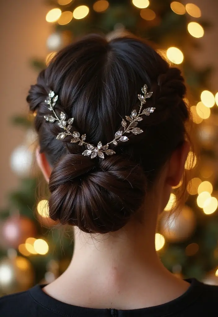 27 Messy Updos for Long Hair That Look Effortless and Elegant 22 27 Messy Updos for Long Hair That Look Effortless and Elegant - 20. The Twinkling Twisted Buns
