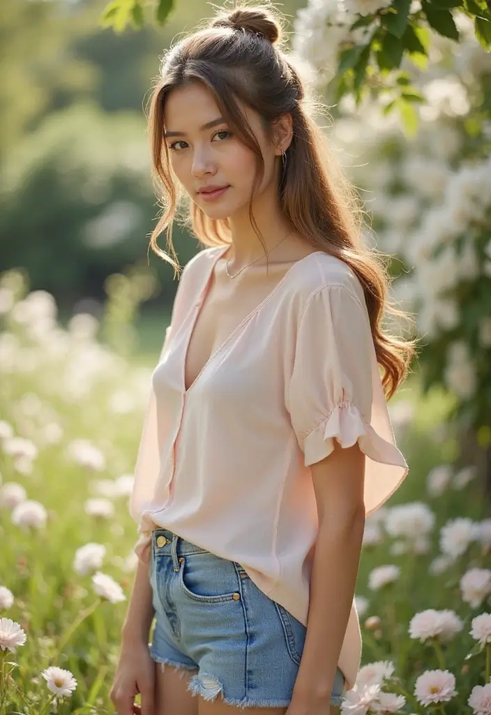 27 Messy Updos for Long Hair That Look Effortless and Elegant 7 27 Messy Updos for Long Hair That Look Effortless and Elegant - 7. The Half-Up Messy Bun