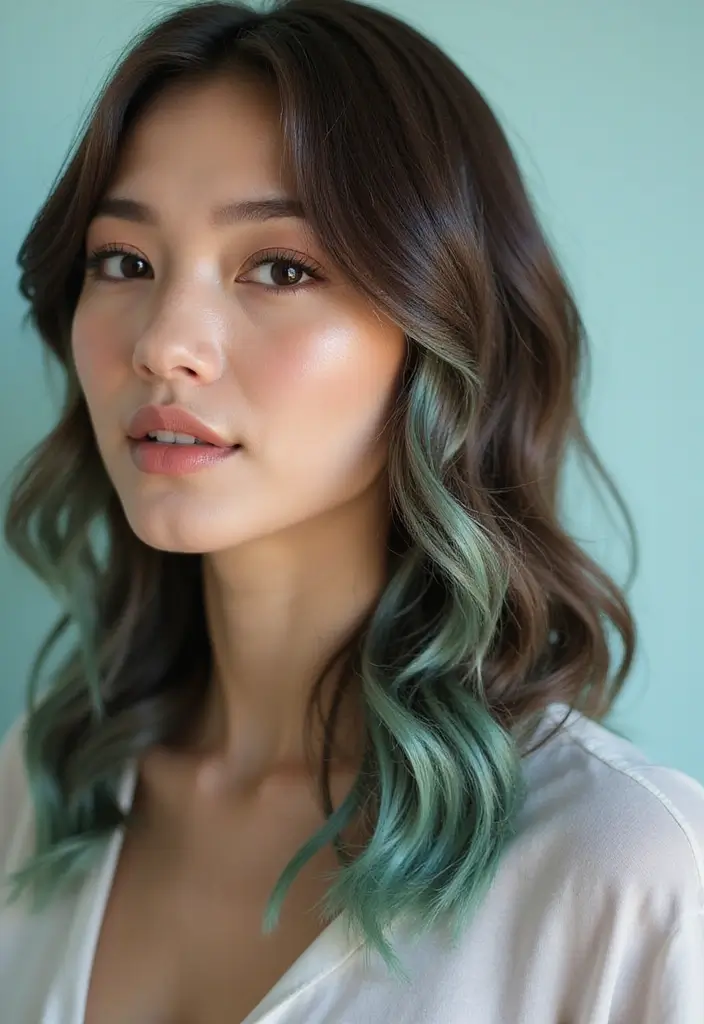 27 Scrumptious Vibrant Hues For Chocolate Brown Hair 11 27 Scrumptious Vibrant Hues For Chocolate Brown Hair - 11. Mellow Mint Highlights