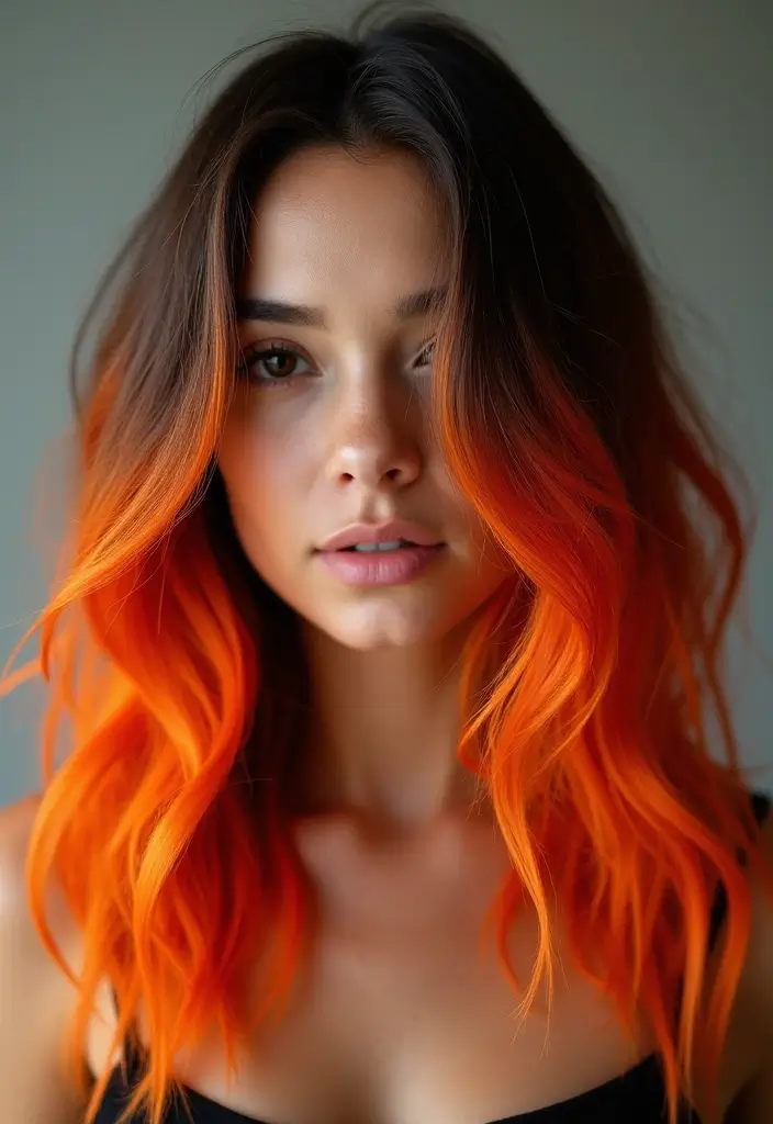 27 Scrumptious Vibrant Hues For Chocolate Brown Hair 21 27 Scrumptious Vibrant Hues For Chocolate Brown Hair - 19. Electric Orange Streaks