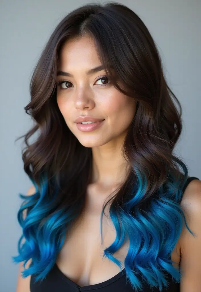 27 Scrumptious Vibrant Hues For Chocolate Brown Hair 2 27 Scrumptious Vibrant Hues For Chocolate Brown Hair - 2. Electric Blue Tips