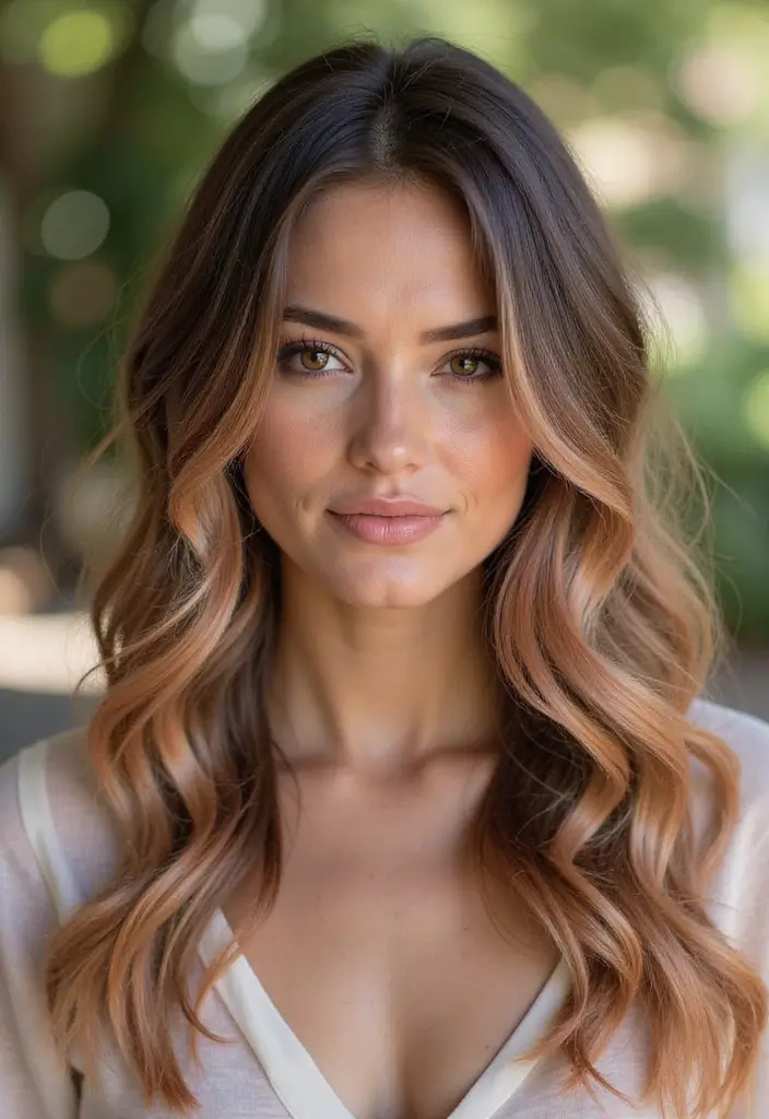 27 Scrumptious Vibrant Hues For Chocolate Brown Hair 26 27 Scrumptious Vibrant Hues For Chocolate Brown Hair - 22. Sweet Peach Highlights