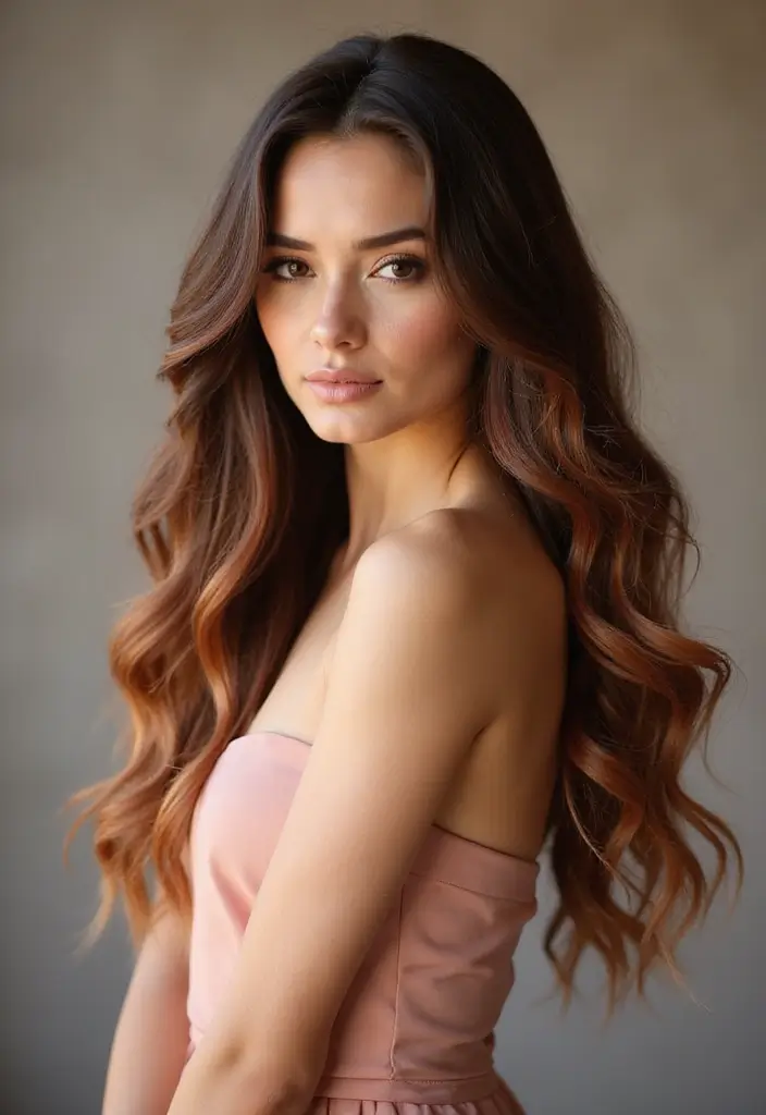 27 Scrumptious Vibrant Hues For Chocolate Brown Hair 9 27 Scrumptious Vibrant Hues For Chocolate Brown Hair - 9. Radiant Rose Gold Tones