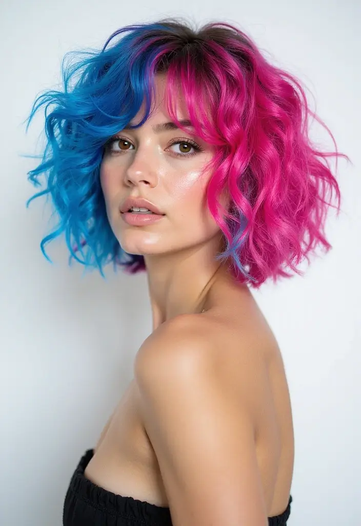 27 Unique Curly Bob Hairstyle Variations You Can’t Miss 20 27 Unique Curly Bob Hairstyle Variations You Can’t Miss - 18. Curly Bob with a Funky Color