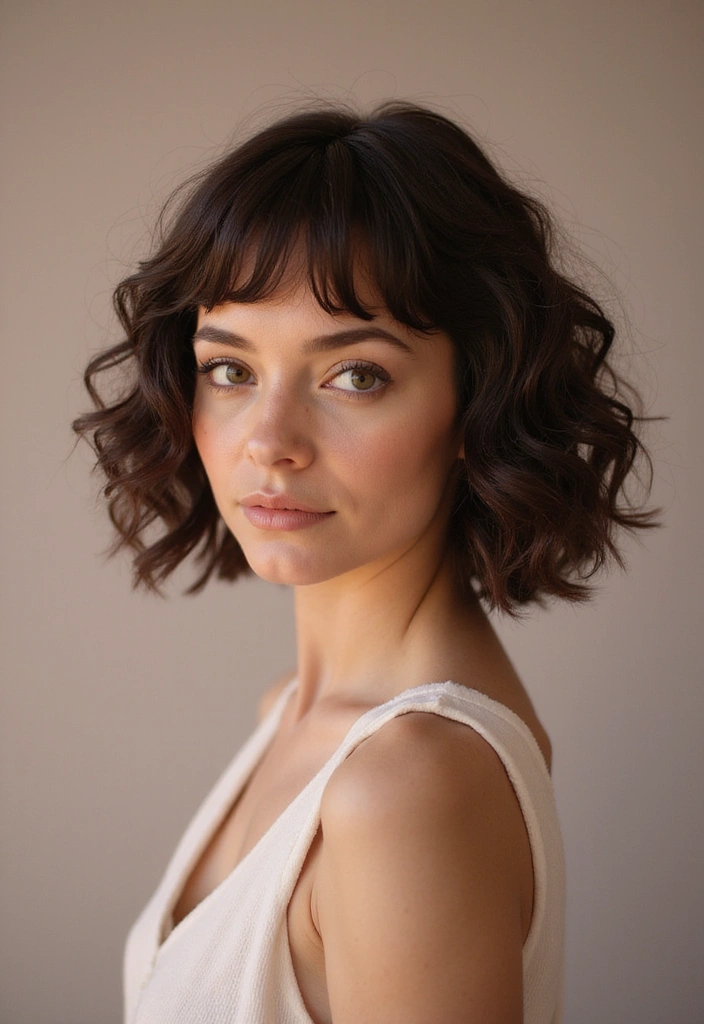 27 Unique Curly Bob Hairstyle Variations You Can’t Miss 4 27 Unique Curly Bob Hairstyle Variations You Can’t Miss - 4. Curly Bob with Bangs