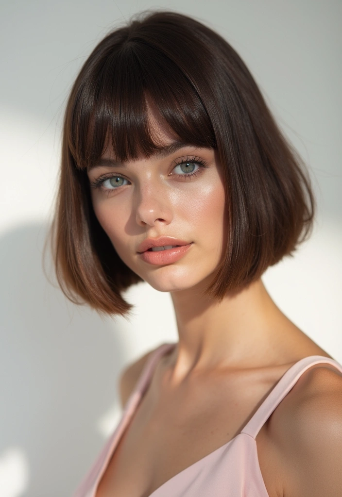 28 Blunt Bob with Bangs Hairstyles Sleek, Sharp and Sophisticated 1 28 Blunt Bob with Bangs Hairstyles Sleek, Sharp and Sophisticated - 1. Classic Blunt Bob with Straight Bangs