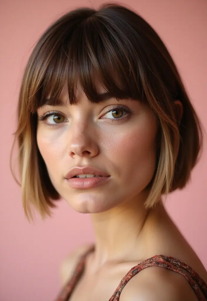 28 Blunt Bob with Bangs Hairstyles Sleek, Sharp and Sophisticated 11 28 Blunt Bob with Bangs Hairstyles Sleek, Sharp and Sophisticated - 11. Blunt Bob with Highlighted Bangs
