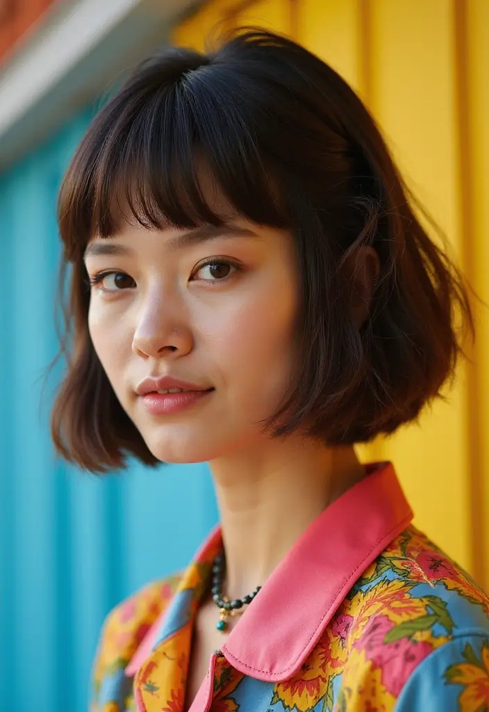 28 Blunt Bob with Bangs Hairstyles Sleek, Sharp and Sophisticated 16 28 Blunt Bob with Bangs Hairstyles Sleek, Sharp and Sophisticated - 14. Blunt Bob with Twisted Bangs