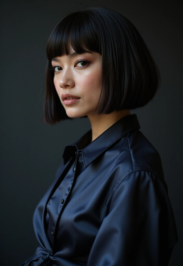 28 Blunt Bob with Bangs Hairstyles Sleek, Sharp and Sophisticated 18 28 Blunt Bob with Bangs Hairstyles Sleek, Sharp and Sophisticated - 16. Blunt Bob with Dramatic Bangs
