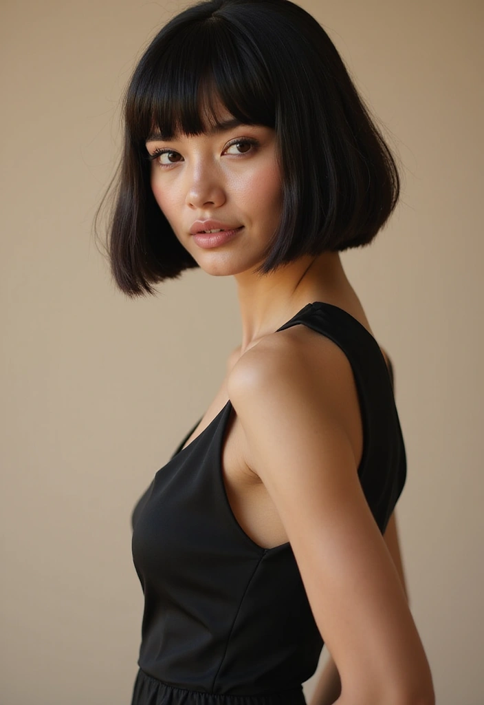 28 Blunt Bob with Bangs Hairstyles Sleek, Sharp and Sophisticated 26 28 Blunt Bob with Bangs Hairstyles Sleek, Sharp and Sophisticated - 22. Blunt Bob with Sleek Back and Bangs