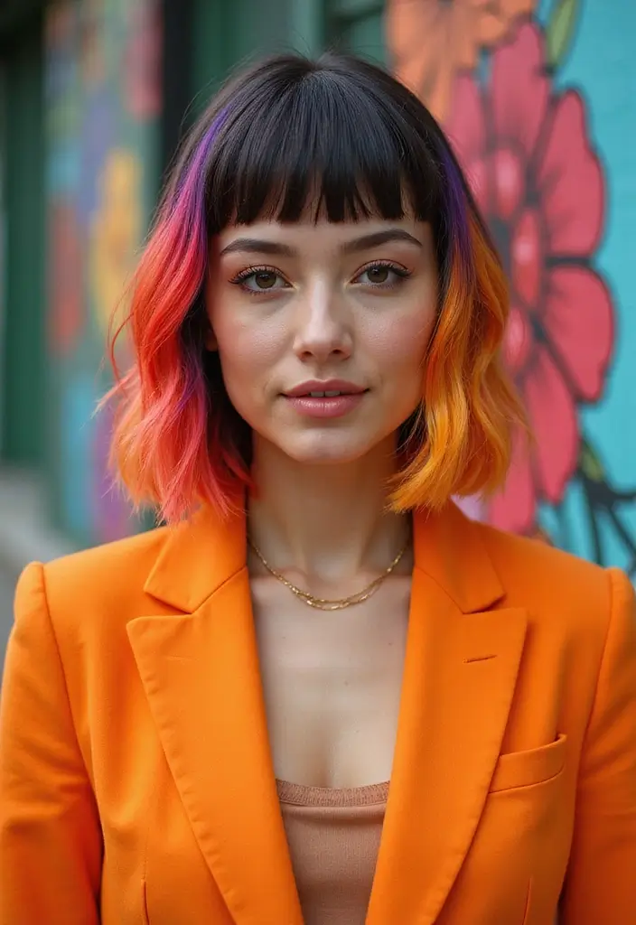 28 Blunt Bob with Bangs Hairstyles Sleek, Sharp and Sophisticated 28 28 Blunt Bob with Bangs Hairstyles Sleek, Sharp and Sophisticated - 24. Blunt Bob with Colored Bangs