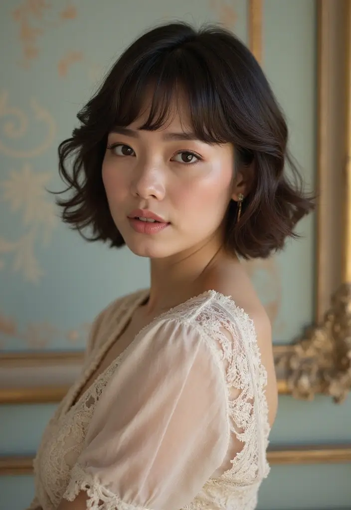 28 Blunt Bob with Bangs Hairstyles Sleek, Sharp and Sophisticated 31 28 Blunt Bob with Bangs Hairstyles Sleek, Sharp and Sophisticated - 27. Blunt Bob with Pin-Curled Bangs