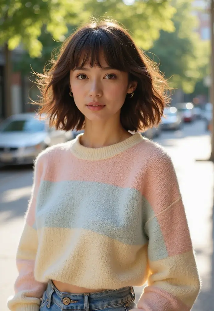 28 Blunt Bob with Bangs Hairstyles Sleek, Sharp and Sophisticated 7 28 Blunt Bob with Bangs Hairstyles Sleek, Sharp and Sophisticated - 7. Shaggy Blunt Bob with Bangs