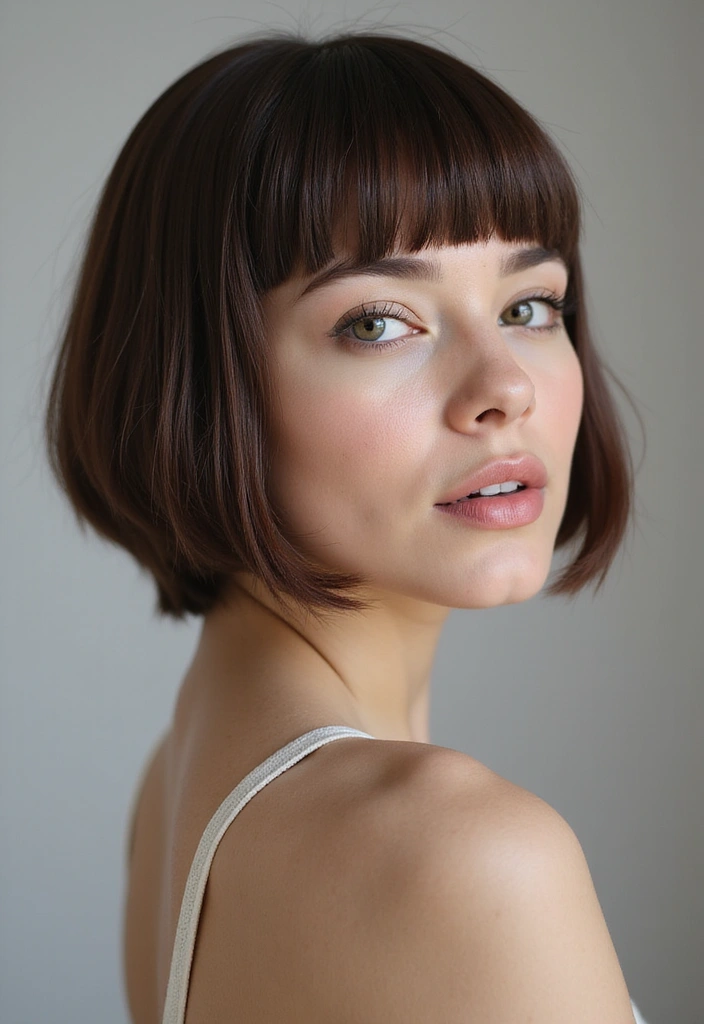 28 Blunt Bob with Bangs Hairstyles Sleek, Sharp and Sophisticated 8 28 Blunt Bob with Bangs Hairstyles Sleek, Sharp and Sophisticated - 8. Blunt Bob with Baby Bangs
