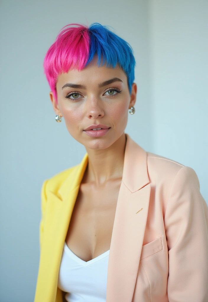 28 Chic Short Pixie Haircuts Full Of Femininity & Practicality 11 28 Chic Short Pixie Haircuts Full Of Femininity & Practicality - 11. Bold Color-Blocked Pixie