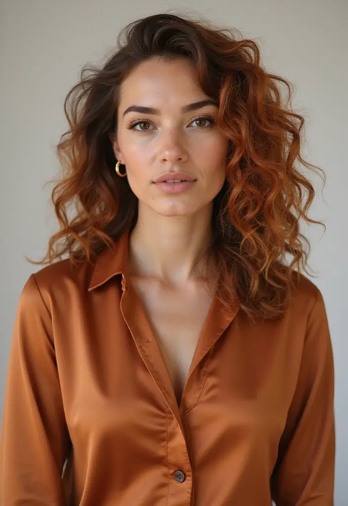 28 Face Framing Highlights Ideas That Instantly Brighten Your Look - 20. Copper and Gold Blend