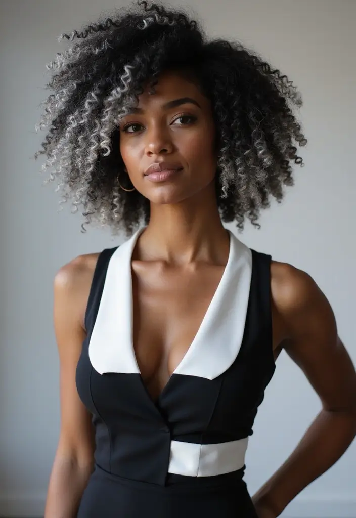 28 Face Framing Highlights Ideas That Instantly Brighten Your Look - 28. Chic Black-and-White Highlights