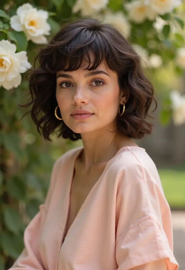 28 Shoulder Length Hairstyles That Never Go Out of Style 26 28 Shoulder Length Hairstyles That Never Go Out of Style - 22. Curly Hair with Side Swept Bangs