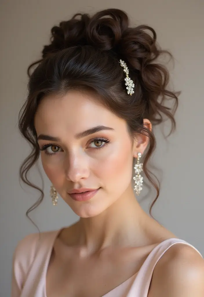 28 Shoulder Length Hairstyles That Never Go Out of Style 28 28 Shoulder Length Hairstyles That Never Go Out of Style - 24. Curly Updo with Accessories
