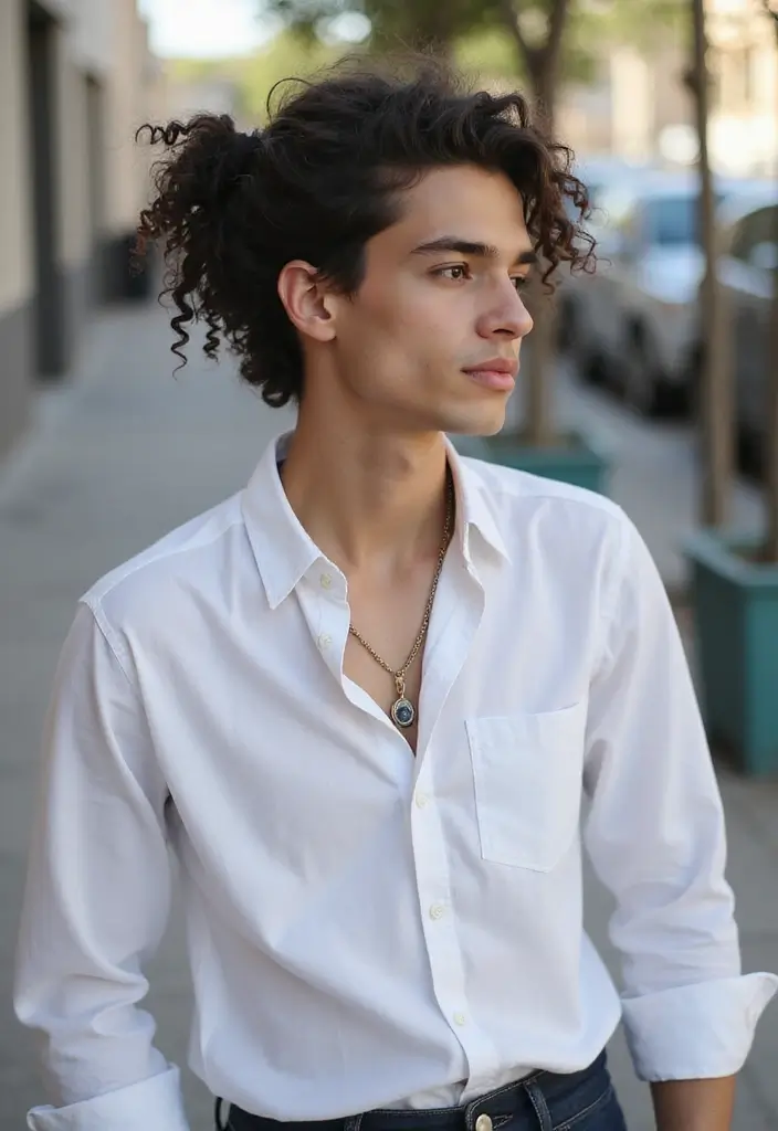29 Fresh Short Hairstyles & Haircuts For Boys And Men 32 29 Fresh Short Hairstyles & Haircuts For Boys And Men - 28. The Curly Tied Back Style