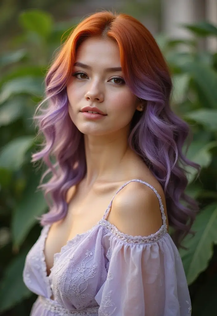29 Red Hair with Highlights Ideas for a Fiery New Look 26 29 Red Hair with Highlights Ideas for a Fiery New Look - 22. Bright Lavender Ombre