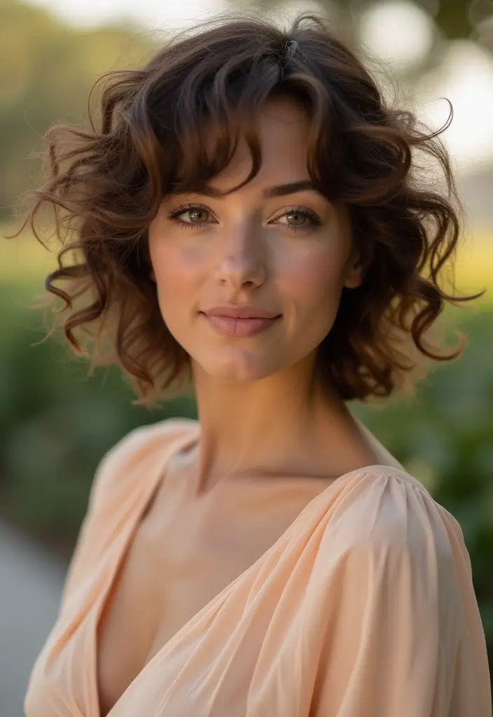 29 Trendiest Short Brown Hairstyles & Haircuts To Try This Season 18 29 Trendiest Short Brown Hairstyles & Haircuts To Try This Season - 16. The Curly Feathered Cut