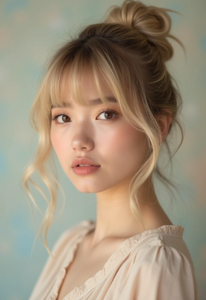 30 Ash Blonde Hair Looks That Are Cool, Chic and On Trend 15 30 Ash Blonde Hair Looks That Are Cool, Chic and On Trend - 13. Ash Blonde Knot With Bangs