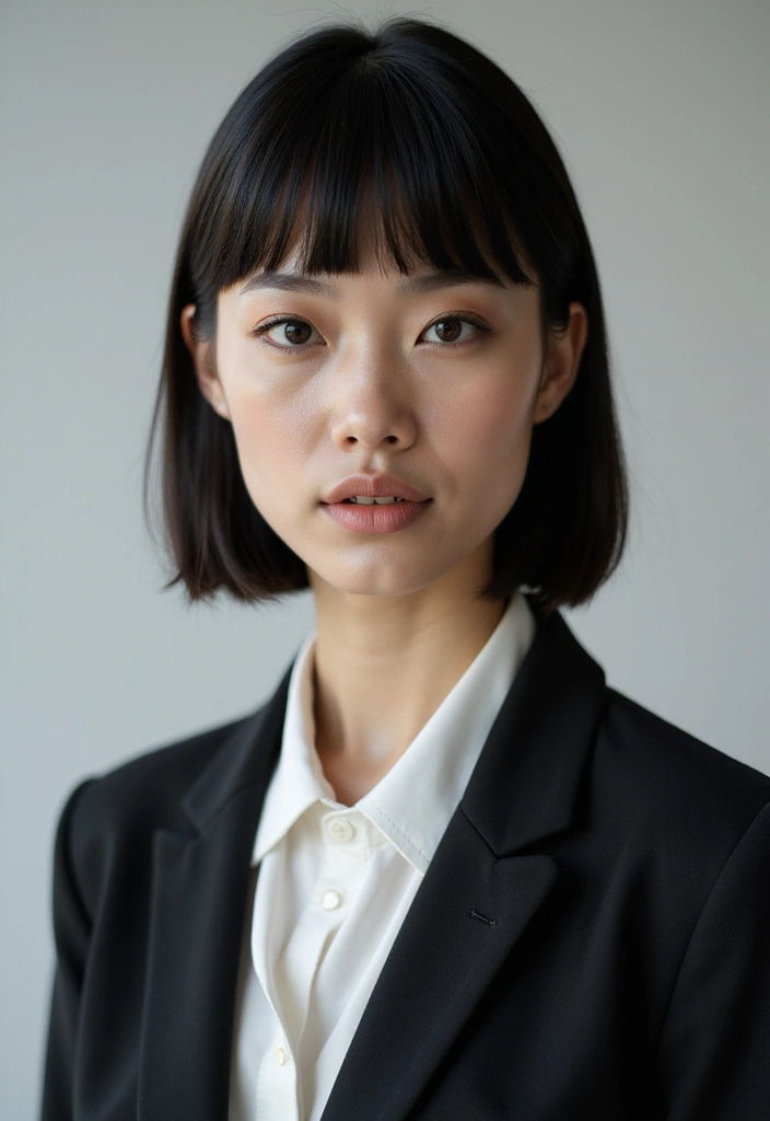 30 Front Layered Haircuts for Long Hair That Frame Beautifully - 2. Angled Layers with Blunt Bangs