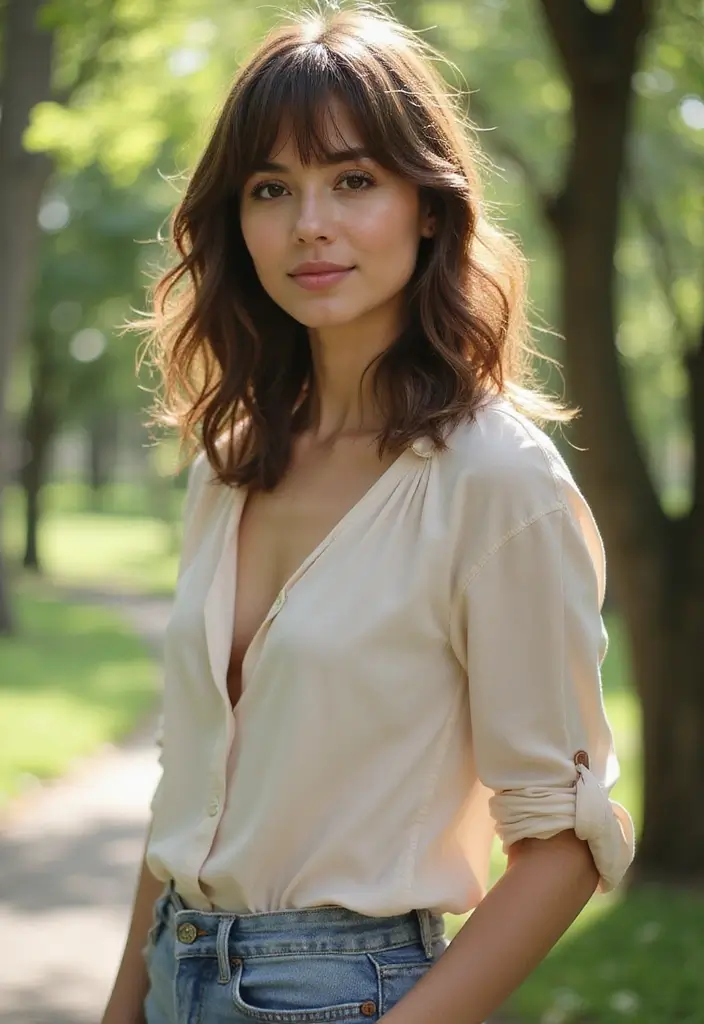 30 Front Layered Haircuts for Long Hair That Frame Beautifully - 30. Layered Hair with Effortless Bangs